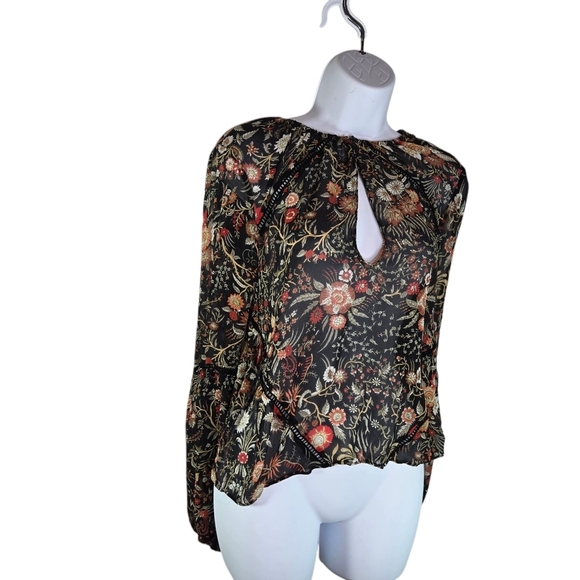 Intermix Black Floral Long Sleeve Blouse - Picture 3 of 13